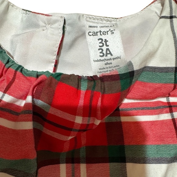 Carter’s Red Plaid Christmas Dress Short Sleeve Toddler Girl 3T - Picture 6 of 7